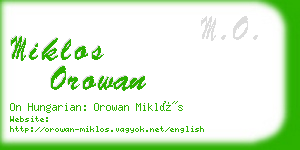 miklos orowan business card
